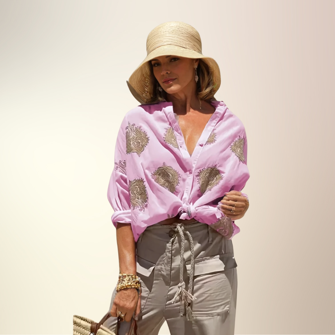 Boho-Embroidered Relaxed Fit Blouse