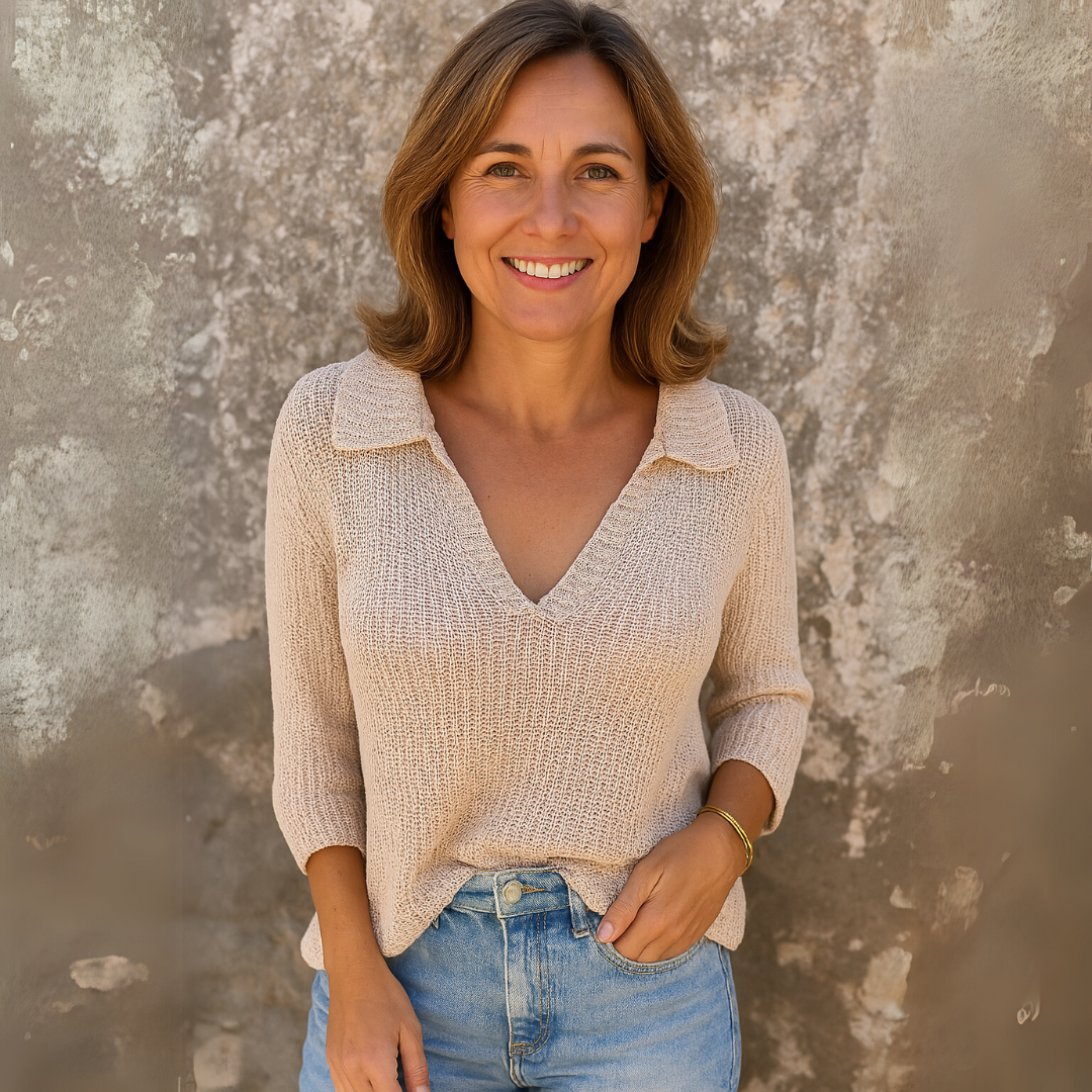 Crochet V-Neck Collar Top