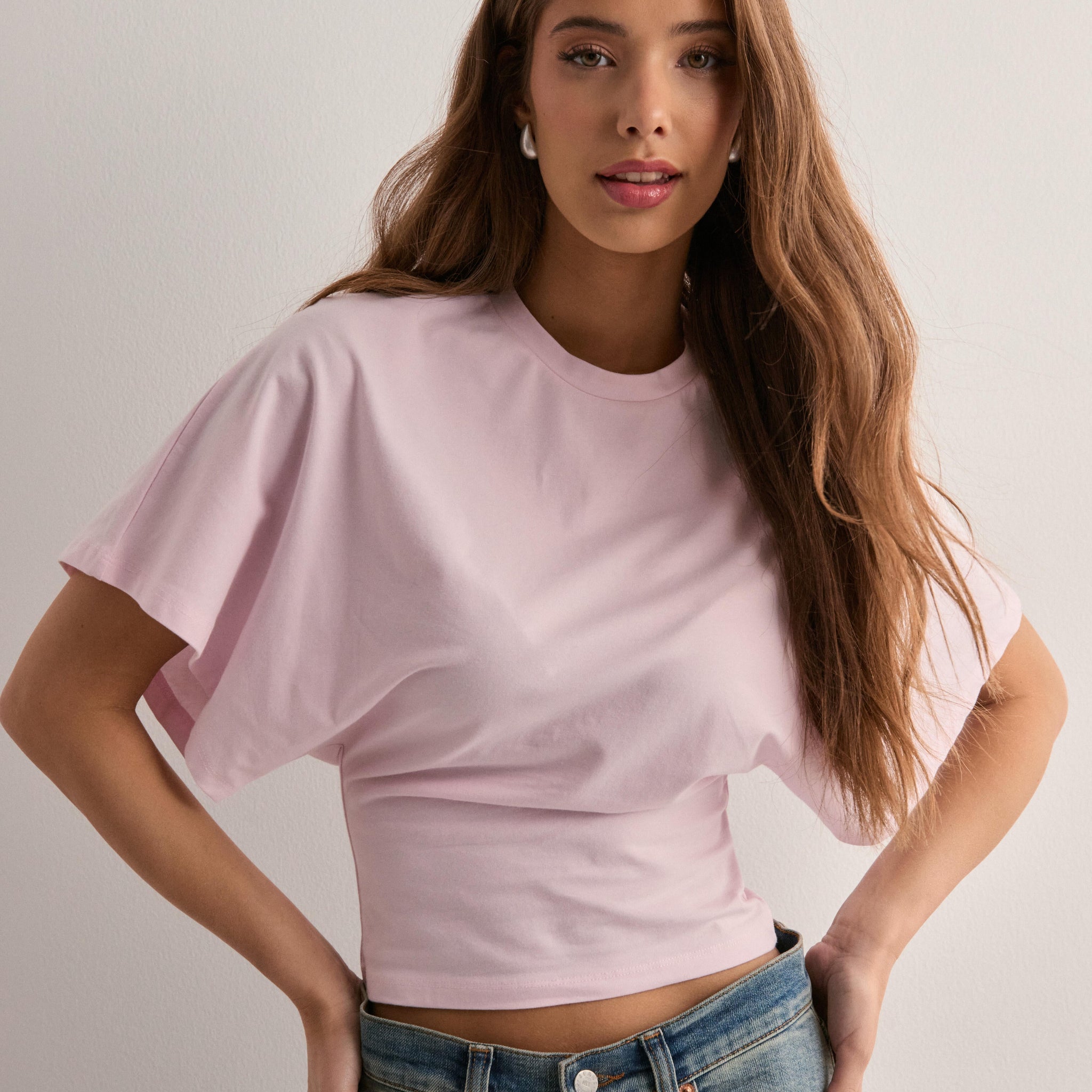 Oversized Cotton T-Shirt with Wide Sleeves