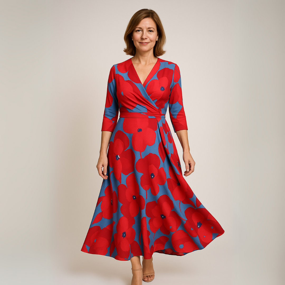 Flowing Floral V-Neck Dress