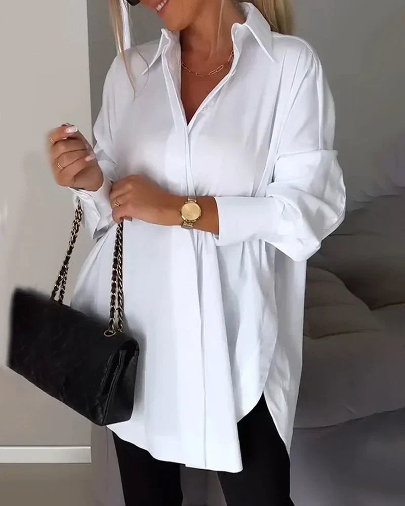 Lapel Collar Long Sleeve Button Shirt