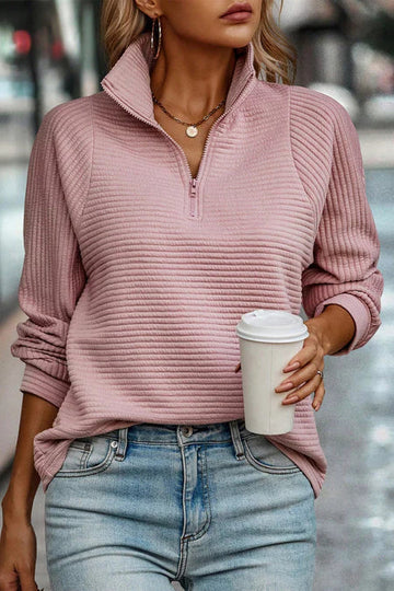 Quarter Zip High Neck Sweatshirt