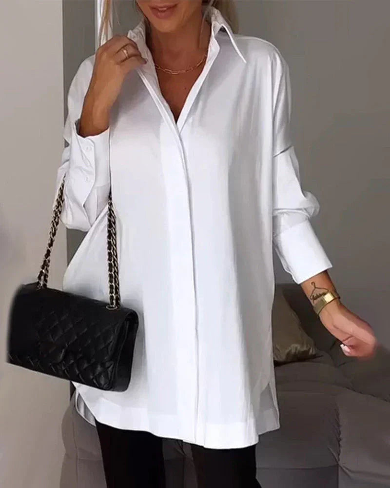 Lapel Collar Long Sleeve Button Shirt