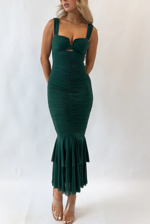 Pleated High-Waist Mermaid Dress