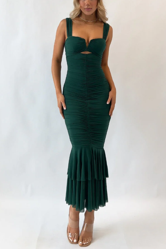 Pleated High-Waist Mermaid Dress