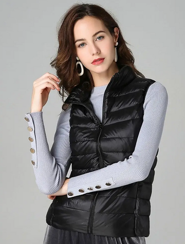 Matte Black Quilted Puffer Vest