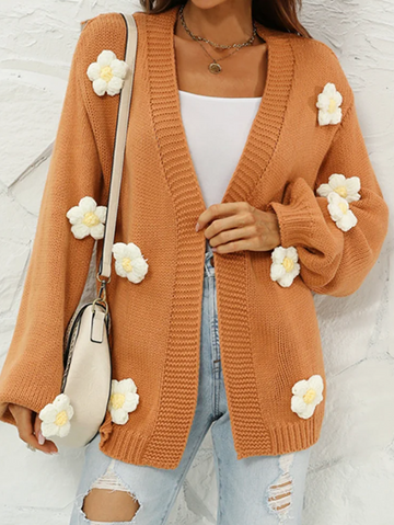 Embroidered Daisy Knit Cardigan