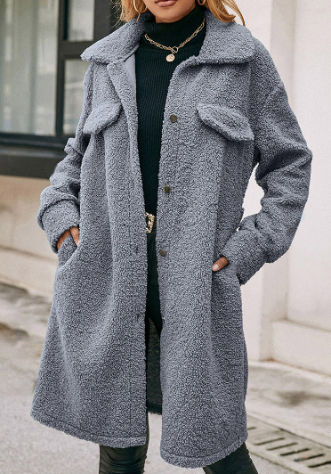 Longline Button-Up Teddy Coat