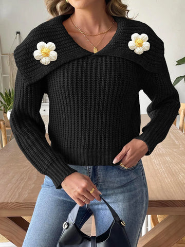 Daisy Collar Knit Crew Sweater