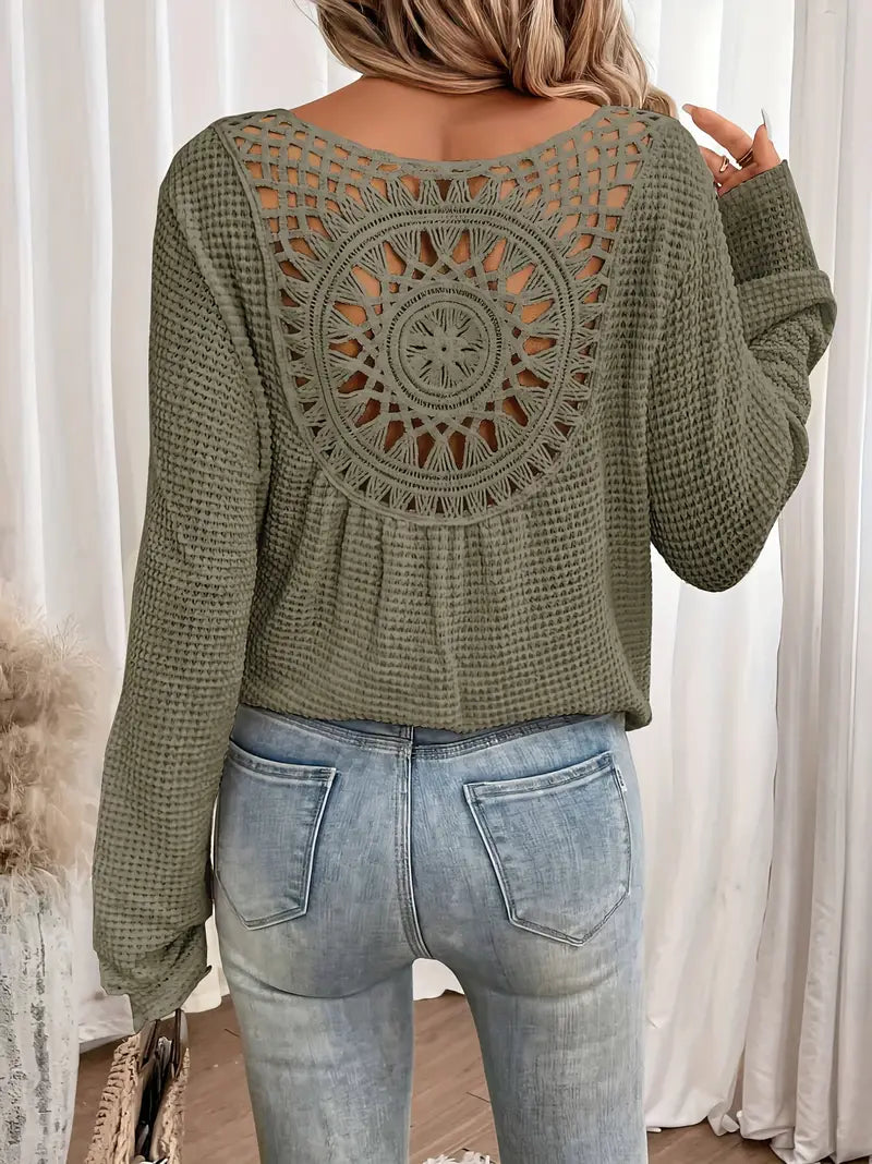 Open Back Knit Top with Mandala Detail