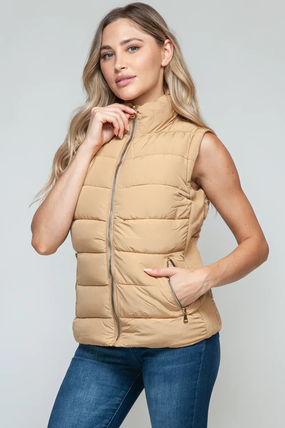 Cropped Zip-Up Puffer Vest